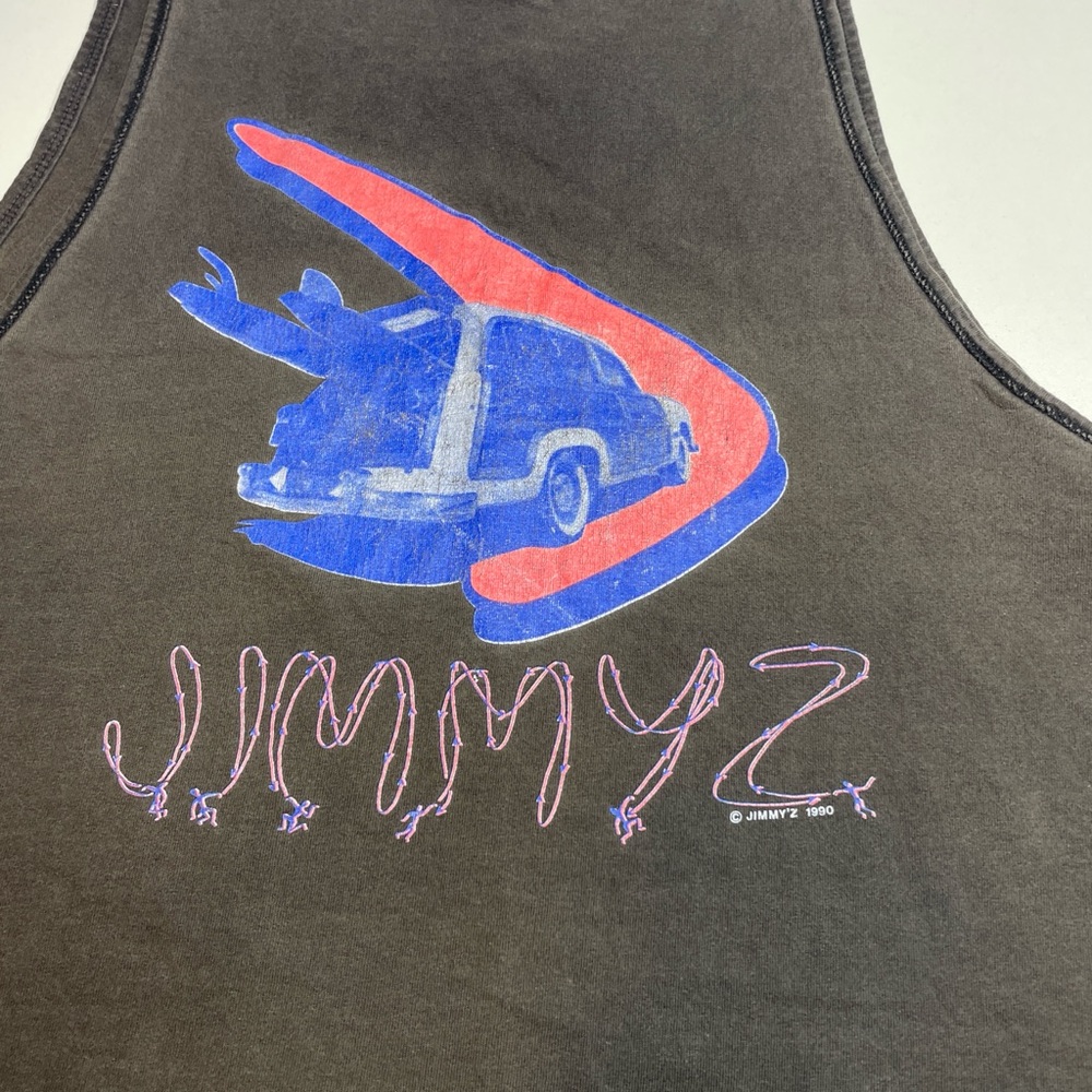 Vintage 90’s Jimmy Z Surf Faded Black Tank Top Hawaii Surfwear Large Oversized - Picture 2 of 6
